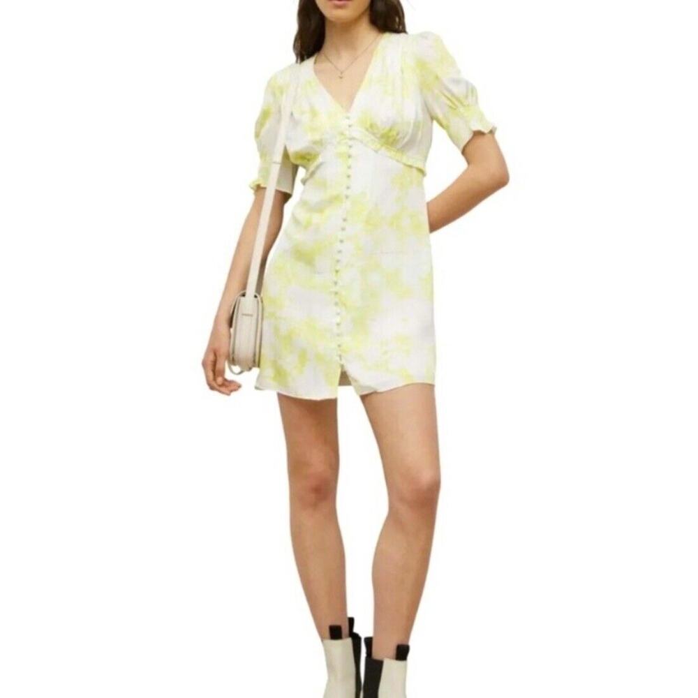 All Saints Demi Marama Dress Citrus Yellow Size 6 NWT